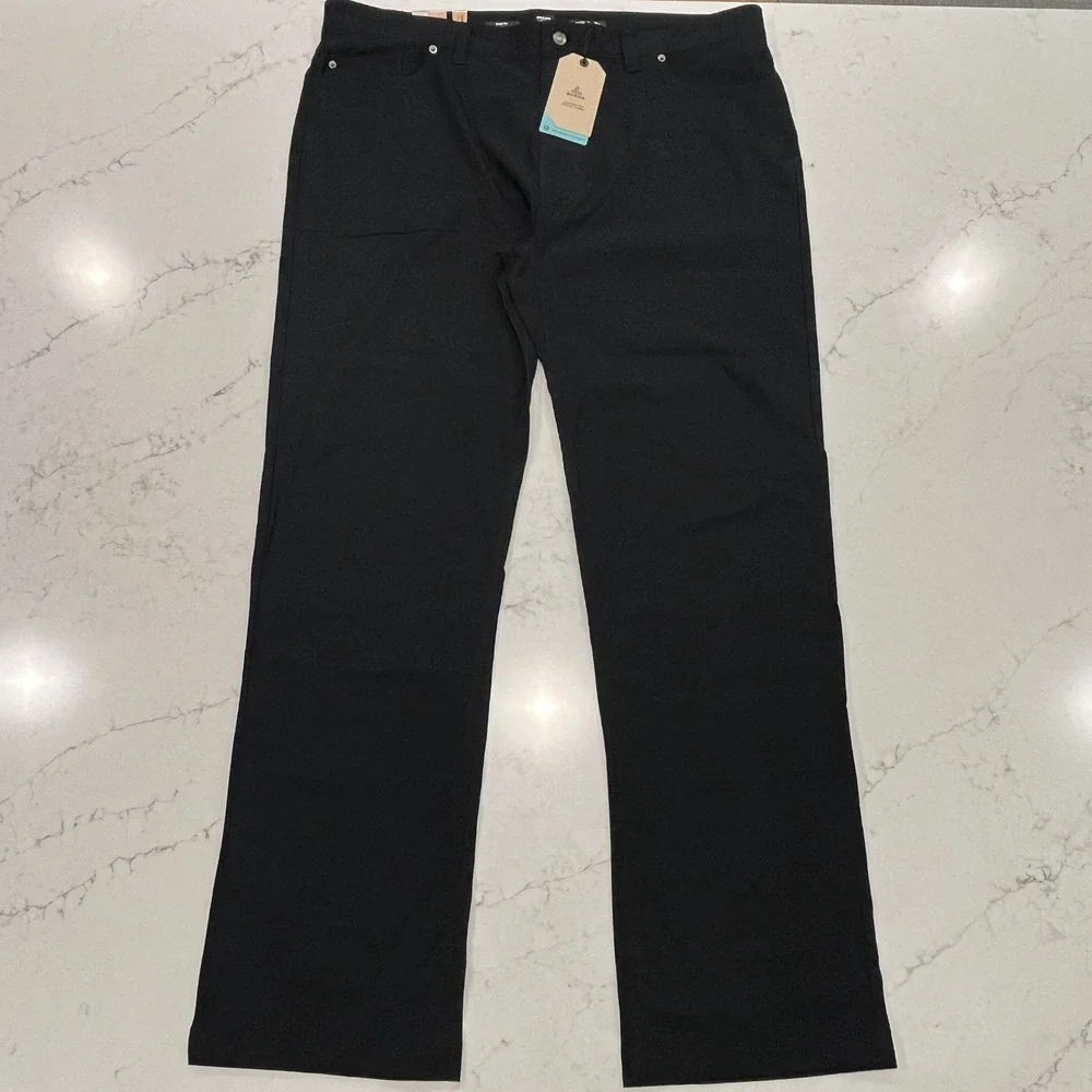 prAna NEW Brion Slim Pant II Mens 42x34 Black Water Repellent Hiking Gorpcore